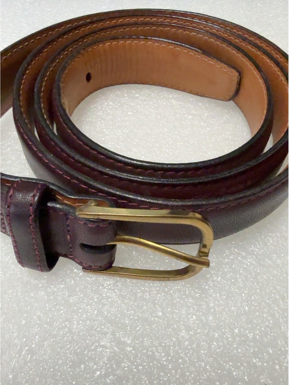 Colours by Alexander Julian Burgundy Leather Belt Brass Buckle Made in Italy